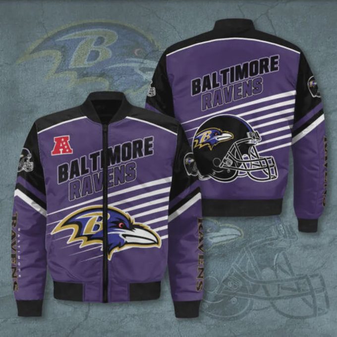 Baltimore Ravens Team Logo Pattern Bomber Jacket – Purple