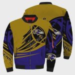 Baltimore Ravens Ultra-Ball Pattern Bomber Jacket – Purple Yellow