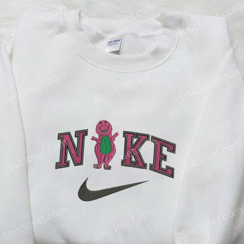 Barney x Nike Cartoon Embroidered Shirt – Fun & Stylish Barney and Friends Inspired Nike Shirt