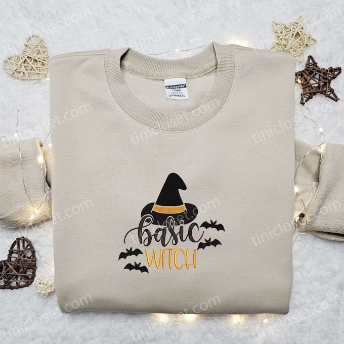 Spooktacular Basic Witch Hat Halloween Embroidered Sweatshirt: Must-Have Halloween Shirt!