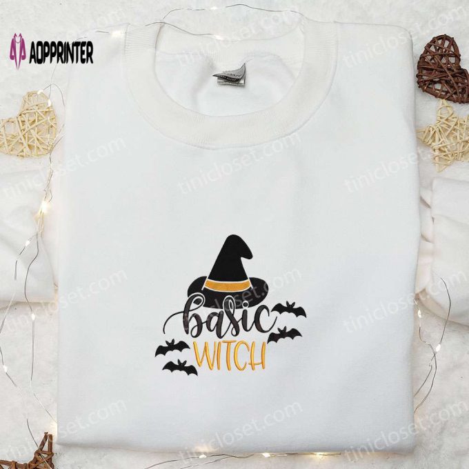 Spooktacular Basic Witch Hat Halloween Embroidered Sweatshirt: Must-Have Halloween Shirt!