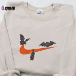 Nike Inspired Bat x Swoosh Embroidered Sweatshirt: Best Halloween Gift for Family