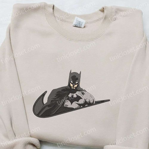 Batman x Nike Swoosh Movie & DC Comic Inspired Embroidered Shirt Nike Inspired Shirt