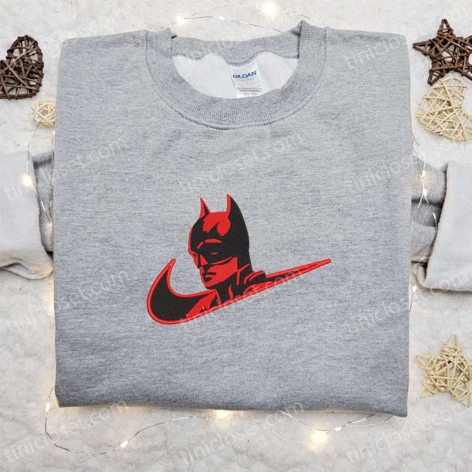 Batman x Nike Swoosh Movie Sweatshirt: DC Comic & Nike Inspired Embroidered Shirt