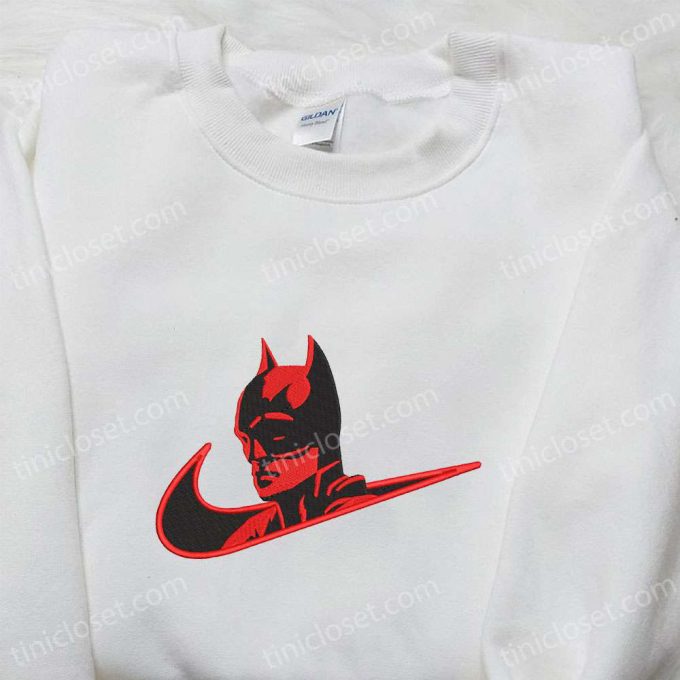 Batman x Nike Swoosh Movie Sweatshirt: DC Comic & Nike Inspired Embroidered Shirt