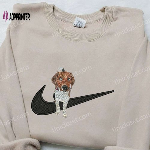 Beagle Dog x Nike Embroidered Shirt: Animal-themed Custom Nike Apparel