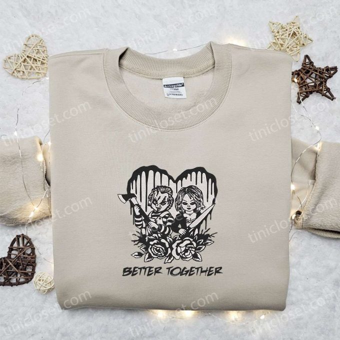 Spooky Halloween Embroidered Shirt: Better Together Chucky & Tiffany – Perfect Family Gift!