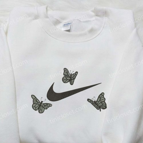 Black Butterfly x Nike Embroidered Shirt – Custom Inspired Design