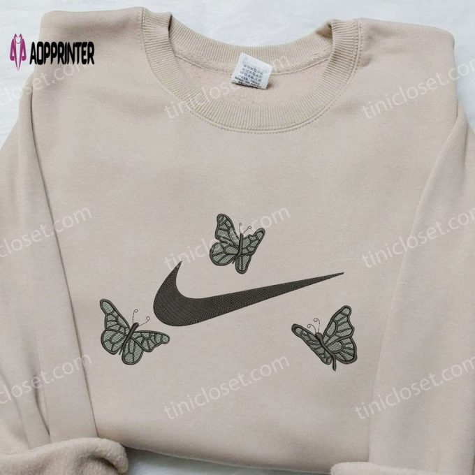 Black Butterfly x Nike Embroidered Shirt – Custom Inspired Design