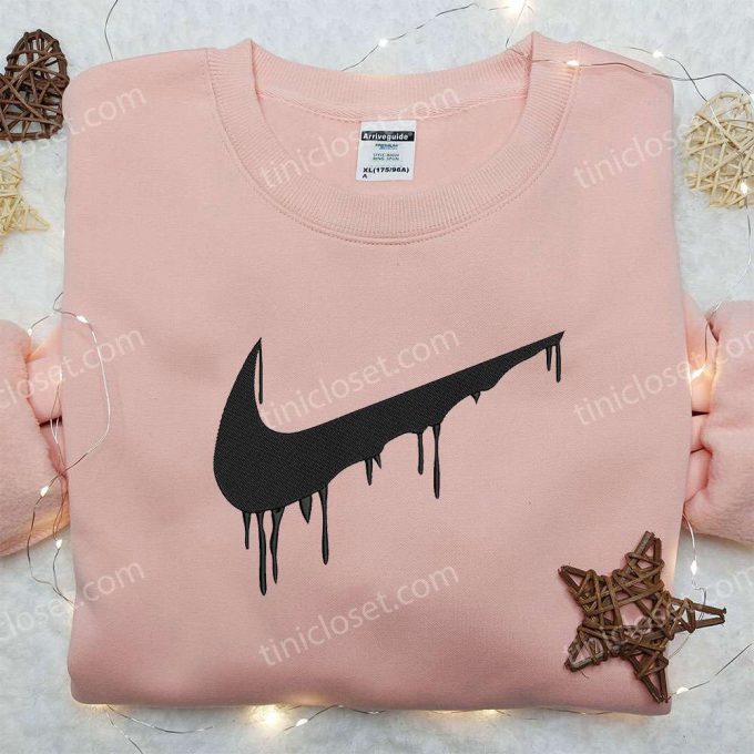 Black Drip x Nike Embroidered Shirt: Custom Gift for Son Stylish & Unique!