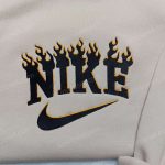 Stylish Black Flame Nike Embroidered Sweatshirt – Unique Nike Inspired Hoodie & Shirt