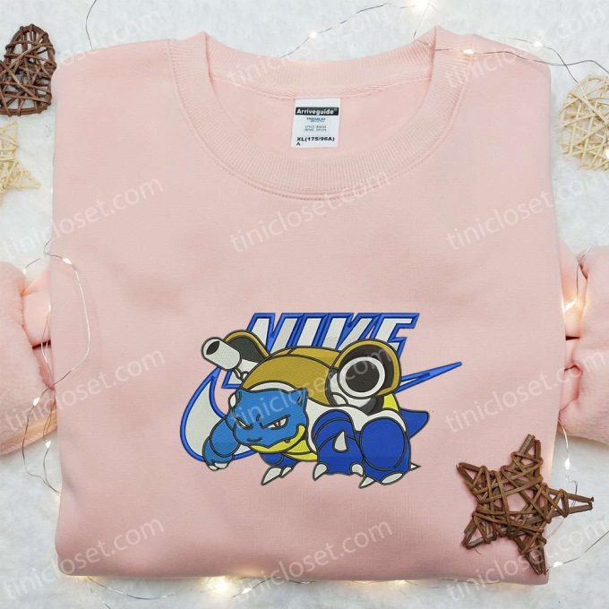 Blastoise x Nike Anime Embroidered Shirt: Pokemon Inspired Nike Shirt