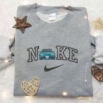 Stylish Blue Car x Nike Embroidered Shirt – Custom Stransportation Design