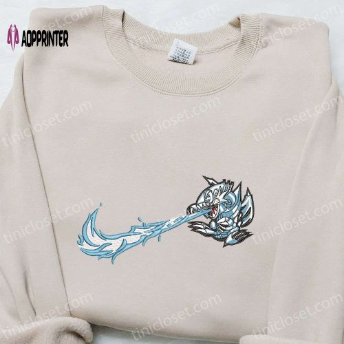 Blue Eyes White Dragon x Nike Swoosh Anime Embroidered Shirt – Yu Gi Oh & Nike Inspired