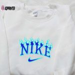 Stylish Blue Fire x Nike Embroidered Shirt – Perfect Family Gift