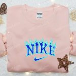 Stylish Blue Fire x Nike Embroidered Shirt – Perfect Family Gift