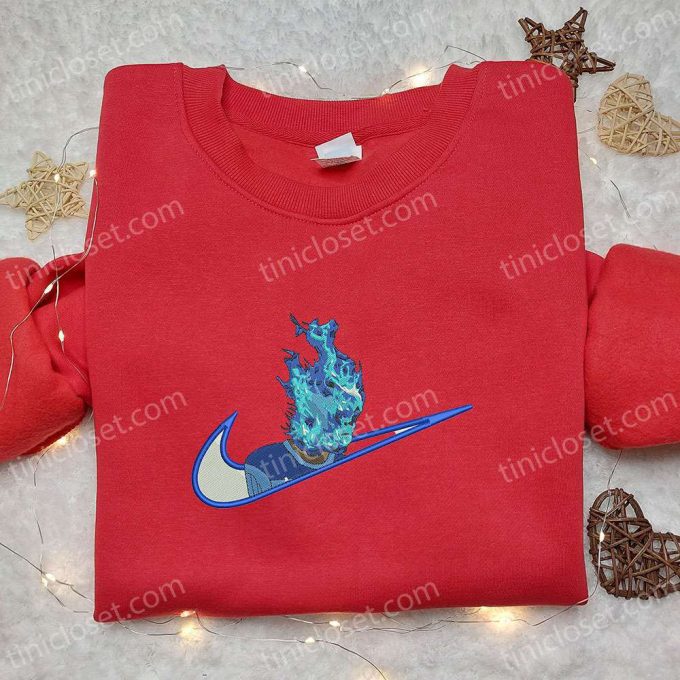 Blue Fire x Swoosh Embroidered Hoodie & Halloween Nike Inspired Shirt Collection