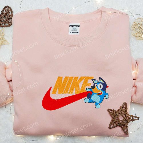 Bluey x Nike Cartoon Embroidered Shirt – Customized Nike Shirt with Bluey Design