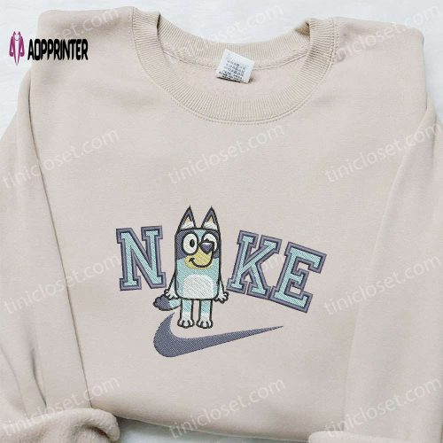 Bluey x Nike Cartoon Embroidered Sweatshirt – Stylish & Unique Nike Inspired Shirt