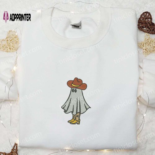 Spooktacular Boo Haw Cowboy Ghost Embroidered Shirt – Funny Halloween Gift Idea