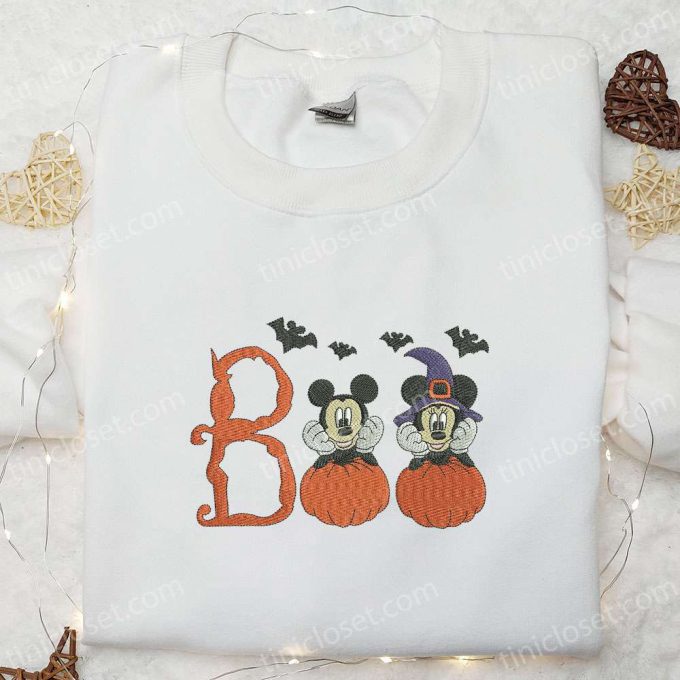 Spooky Boo Mickey Minnie Embroidered Shirt – Disney Halloween Gift Ideas