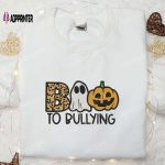 Boo To Bullying Pumpkin Embroidered Shirt – Best Halloween Gift Ideas