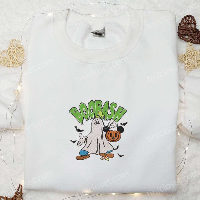 Boobash Goofy Ghost Mickey Pumpkin Bat Embroidered Shirt – Adorable Disney Halloween Shirts