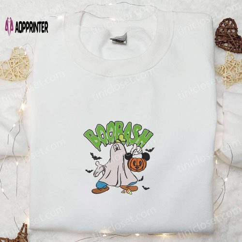 Boobash Goofy Ghost Mickey Pumpkin Bat Embroidered Shirt – Adorable Disney Halloween Shirts