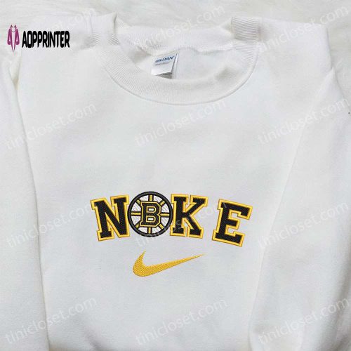 Boston Bruins x Nike Embroidered Shirt: NHL Sports Hoodie with Nike-Inspired Design