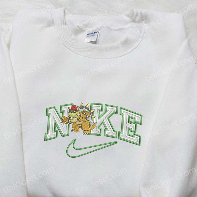 Custom Bowser x Nike Embroidered Shirt: Best Birthday Gift Idea with Cartoon Design