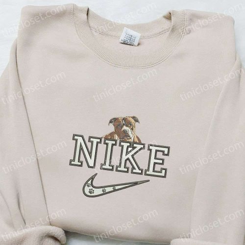 Custom Boxer Dog x Nike Embroidered Shirt: Unique Animal Nike Tee Great Birthday Gift Idea