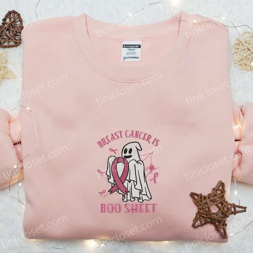 Breast Cancer Boo Sheet Embroidered Shirt: Best Halloween Gift for Family