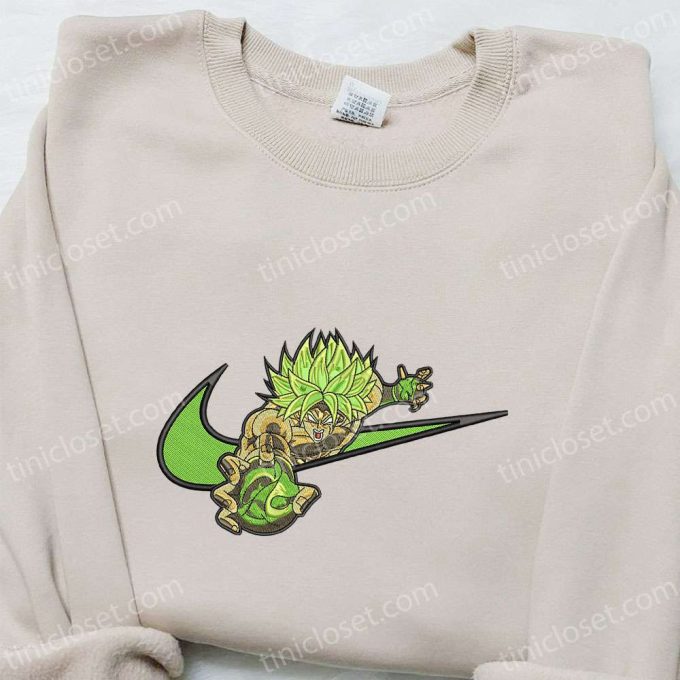 Dragon Ball Embroidered Shirt: Broly x Nike Swoosh Anime Tee Nike Inspired Design