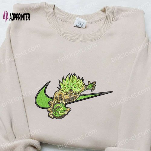 Dragon Ball Embroidered Shirt: Broly x Nike Swoosh Anime Tee Nike Inspired Design