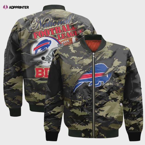 Buffalo Bills Bomber Jacket 3D Printed Flame Ball Pattern