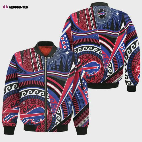 Buffalo Bills All Time Greats Players Pattern Bomber Jacket – Red And Blue