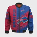 Buffalo Bills Bomber Jacket 3D Printed Logo Pattern In Team Colours