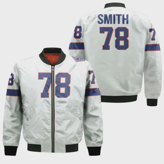 Buffalo Bills Bruce Smith Great Player Bomber Jacket – White