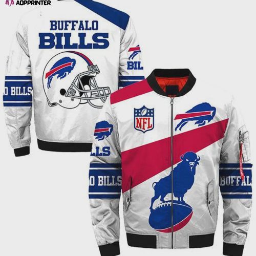 Buffalo Bills Bruce Smith Pattern Bomber Jacket – White