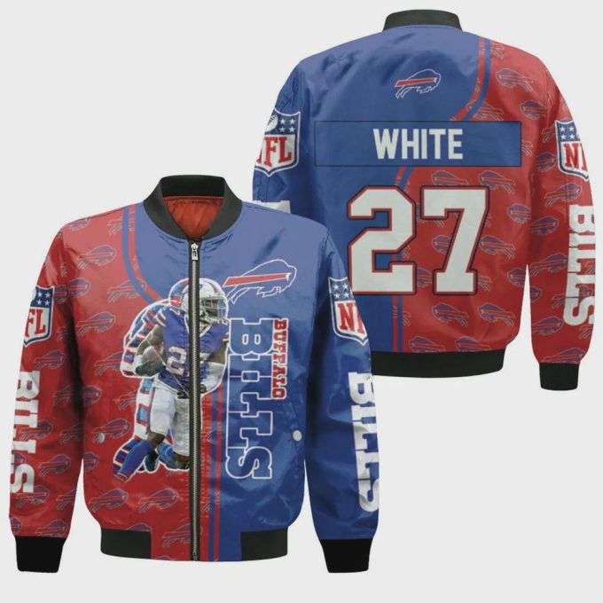 Buffalo Bills Great Player Pattern Bomber Jacket – Red And Blue