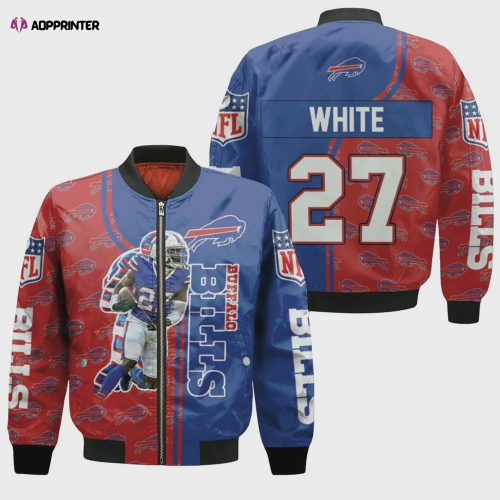 Buffalo Bills Isaiah McKenzie Pattern Bomber Jacket – White