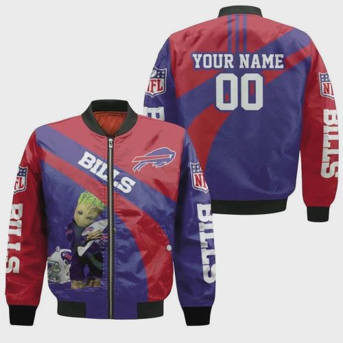 Buffalo Bills Groot Hugs Logo Pattern Bomber Jacket – Red And Purple