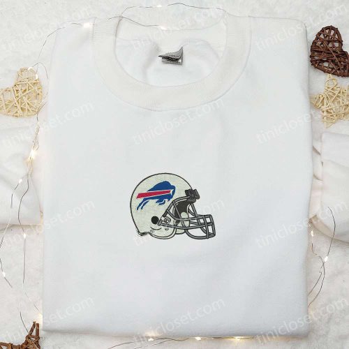 Buffalo Bills Helmet Embroidered Shirt & NFL Sports Hoodie: Perfect Gift Idea for Football Fans!