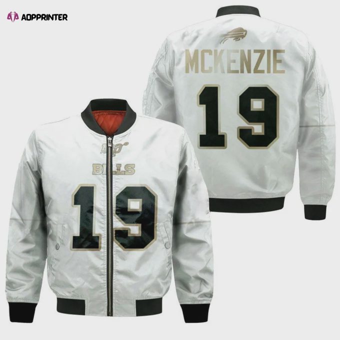 Buffalo Bills Isaiah McKenzie Pattern Bomber Jacket – White