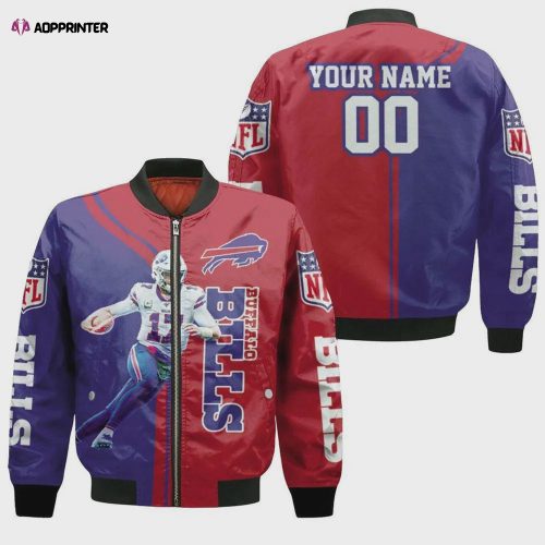 Buffalo Bills Josh Allen Pattern Personalized Bomber Jacket – Red And Purple