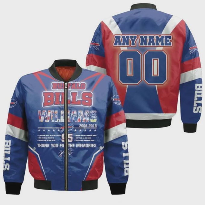 Buffalo Bills Kyle Williams With Custom Name Number Bomber Jacket – Red And Blue