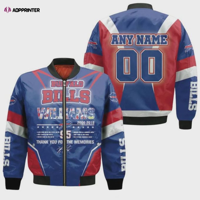 Buffalo Bills Kyle Williams With Custom Name Number Bomber Jacket – Red And Blue