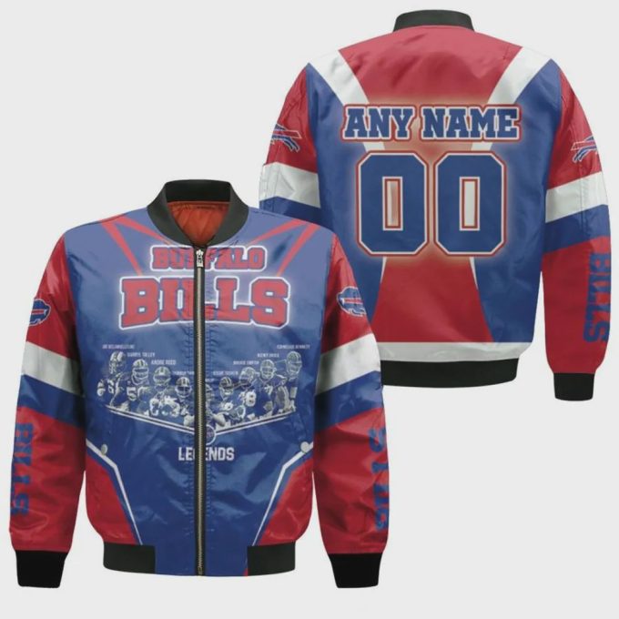 Buffalo Bills Legends With Custom Name Number Bomber Jacket – Navy Blue And Red