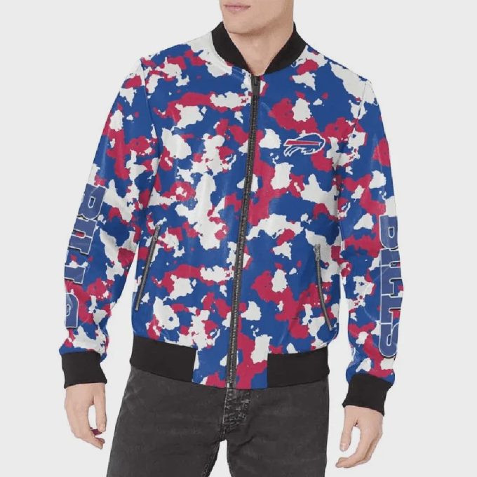 Buffalo Bills Logo Painting Pattern Bomber Jacket BlueRedWhite