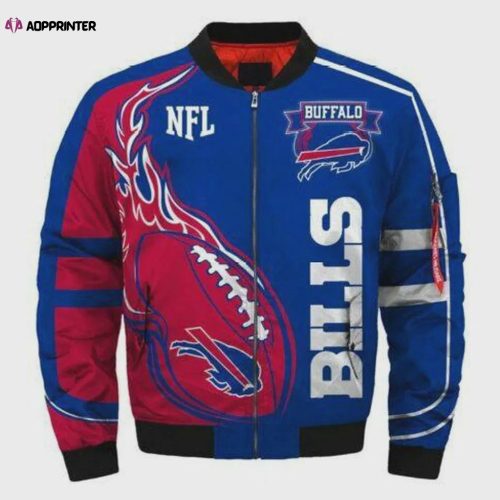 Buffalo Bills Josh Allen Pattern Bomber Jacket – Black